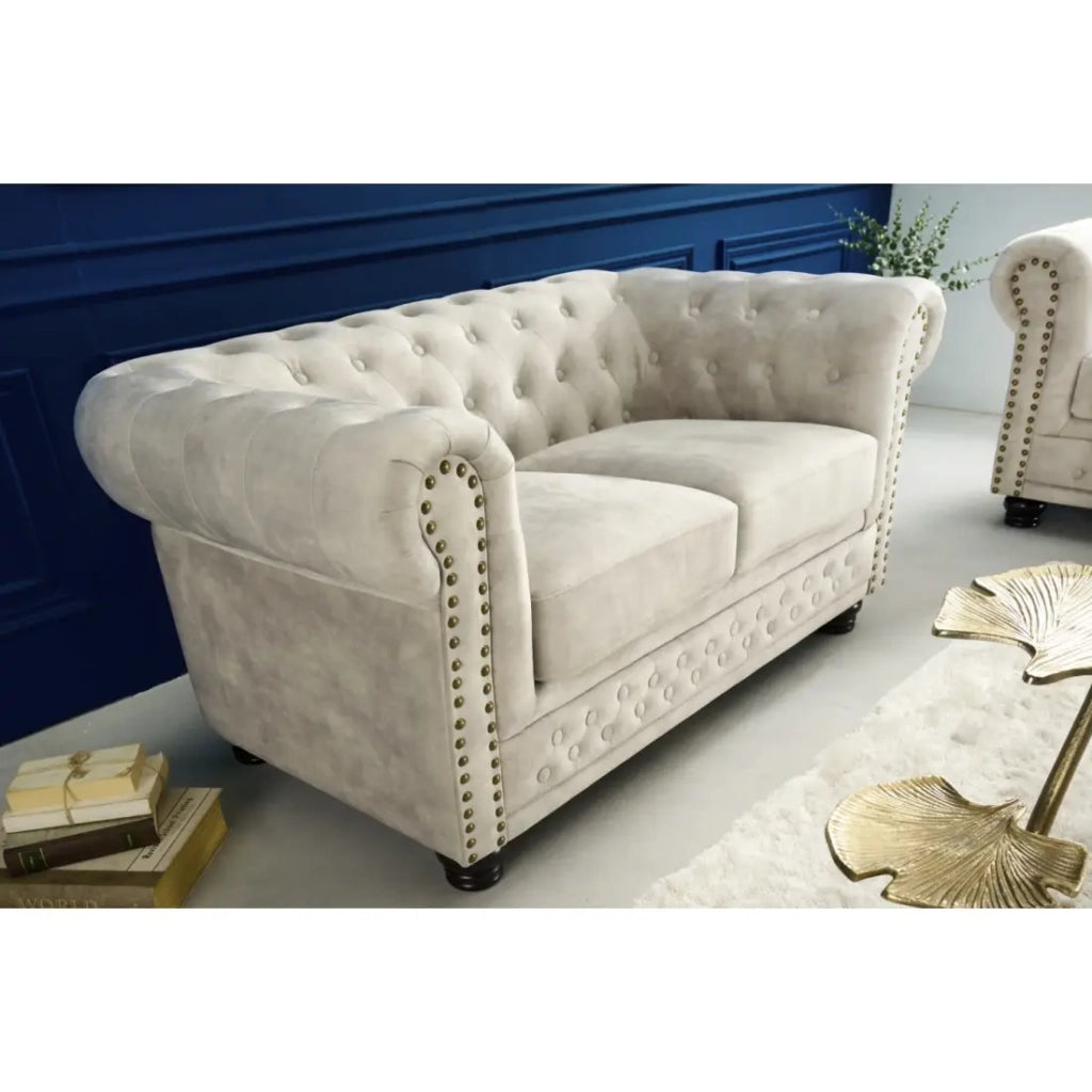Divano dritto EDGAR – Bianco champagne – 2 posti – Stile barocco