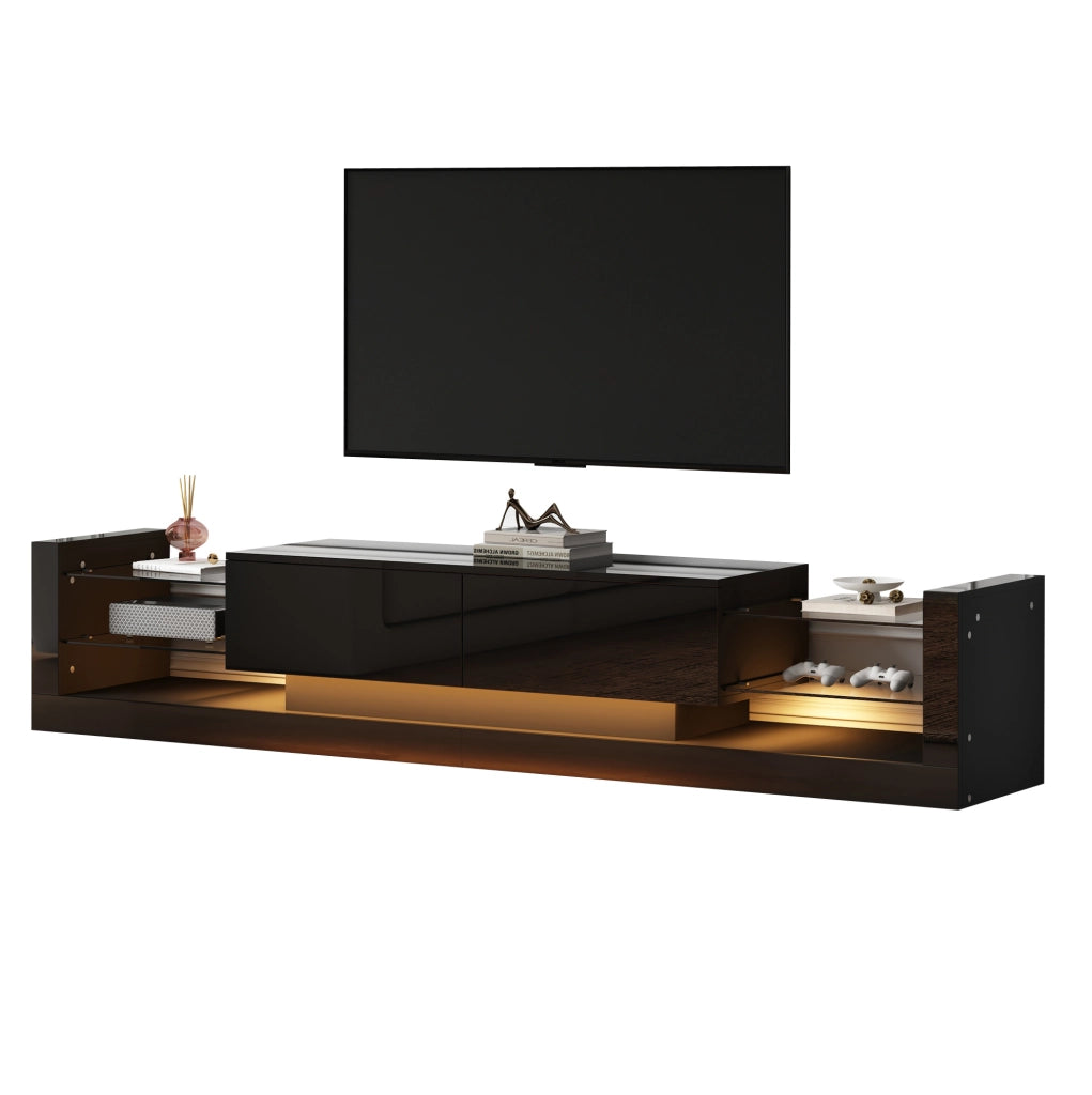 Mobile TV lucido con LED e frontale in vetro, 181 cm