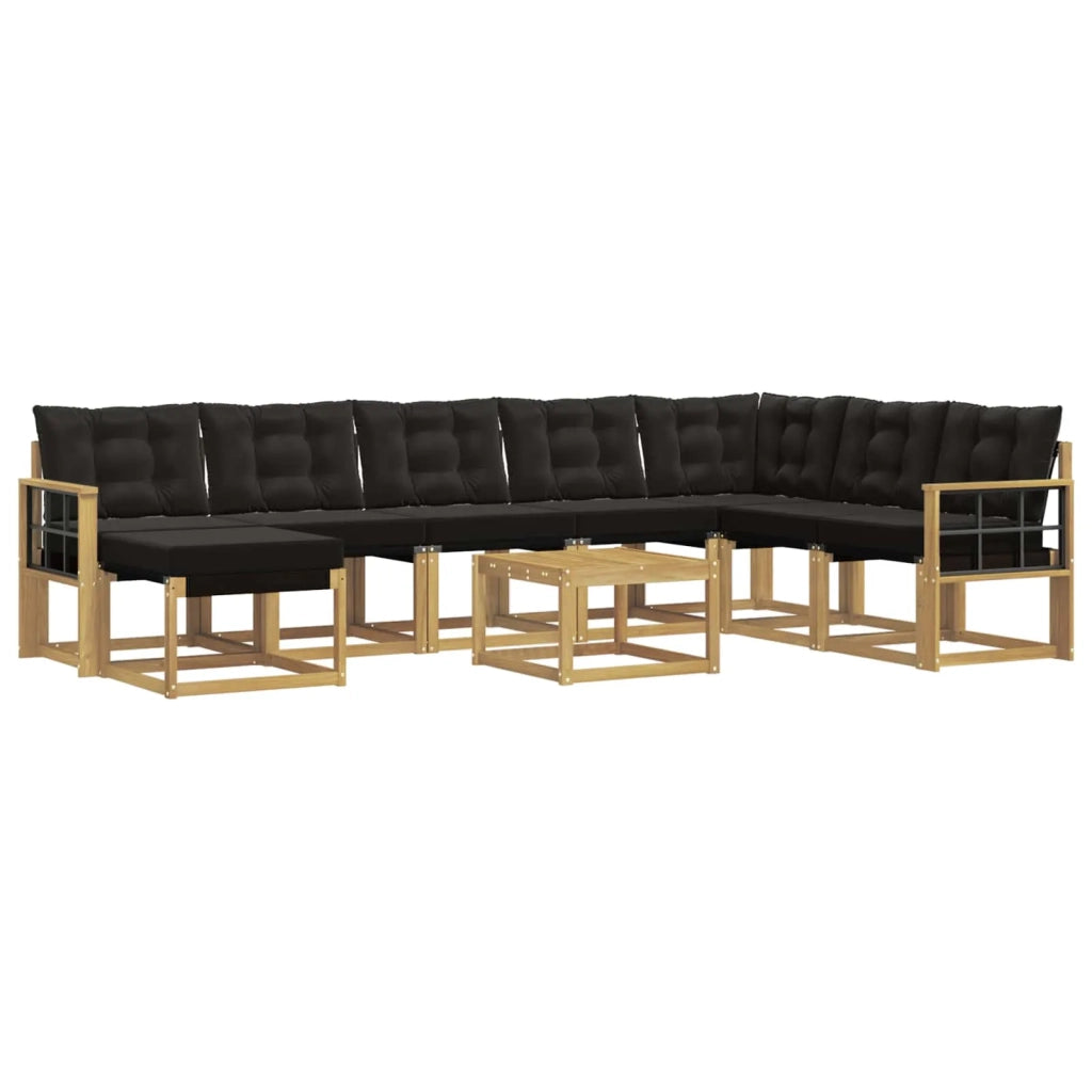 Set di divani da esterno con cuscino 9 pcs Bianco e Nero 3389794