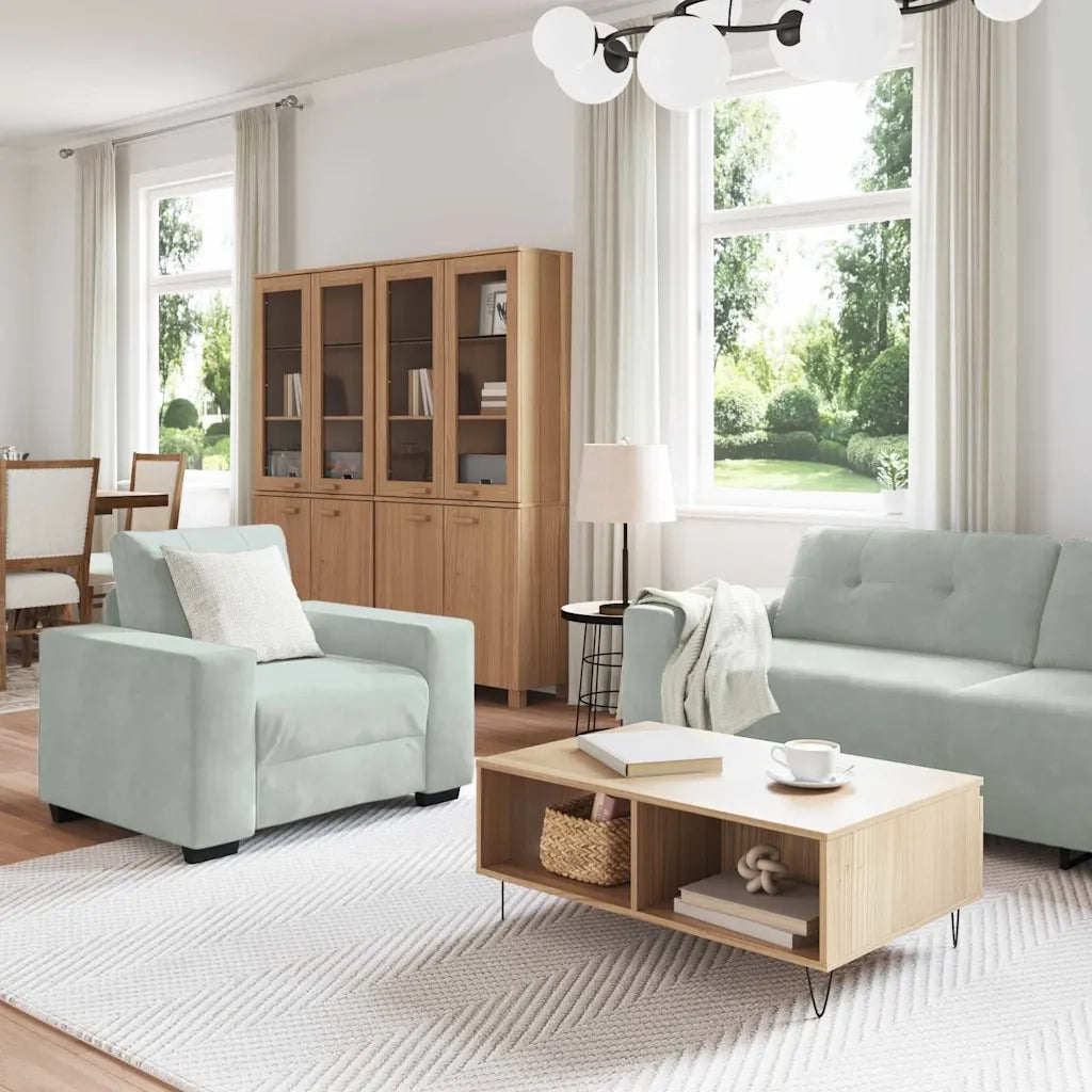 Set di divani 3 pcs Grigio chiaro 221 x 80 x 80 cm Velluto 3324639