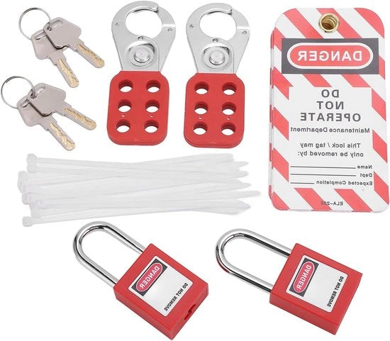 Kit di blocco-sigillatura elettrico - kit di blocco-sigillatura LOTO - dispositivi di sicurezza - asticciole - zaino per attrezzatura di sicurezza.