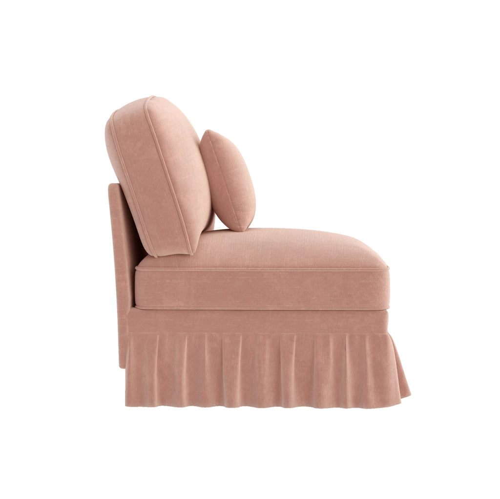 Divano in ciniglia rosa con cuscino