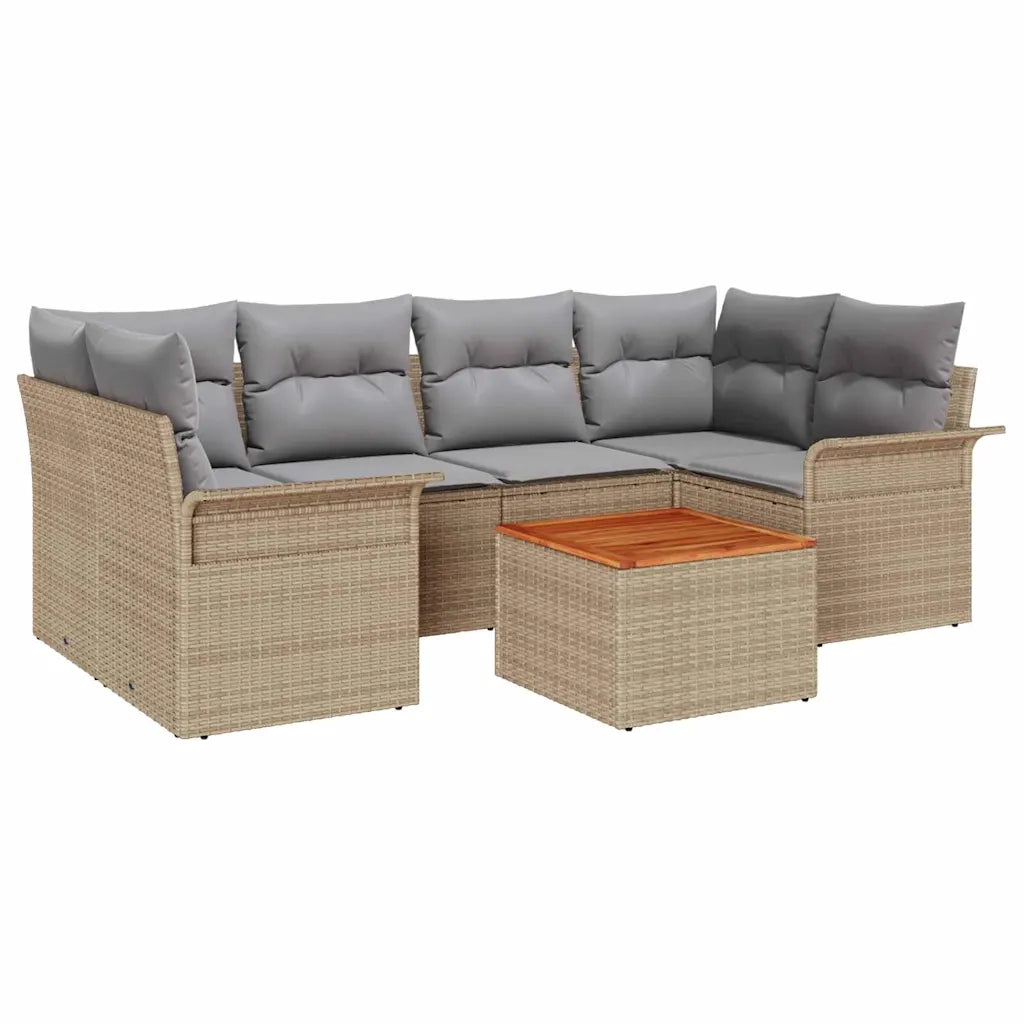 Set Divano da Giardino 7 pcs Beige e Grigio Chiaro polyrattan 3355949