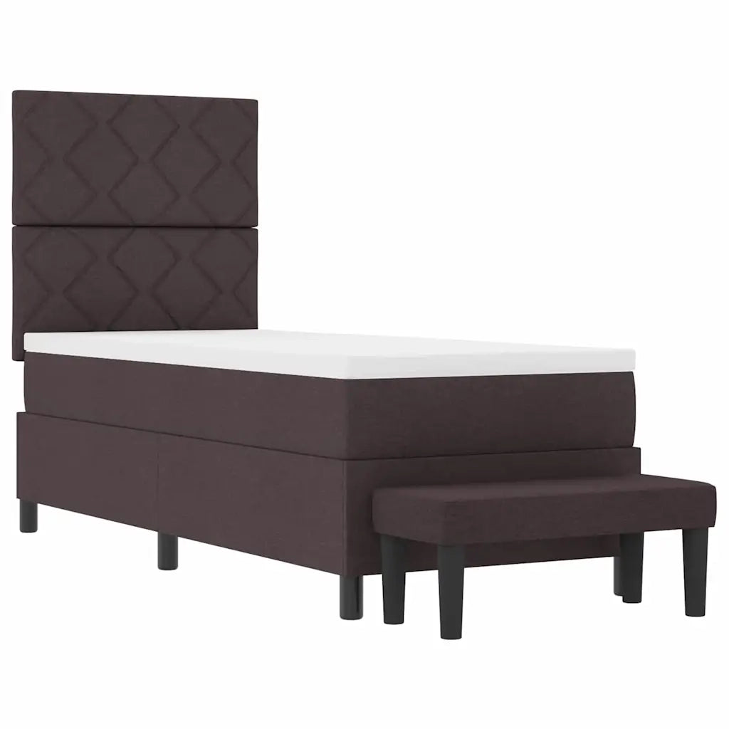 Letto a molle con materasso Marrone Scuro 80 x 200 cm Tessuto