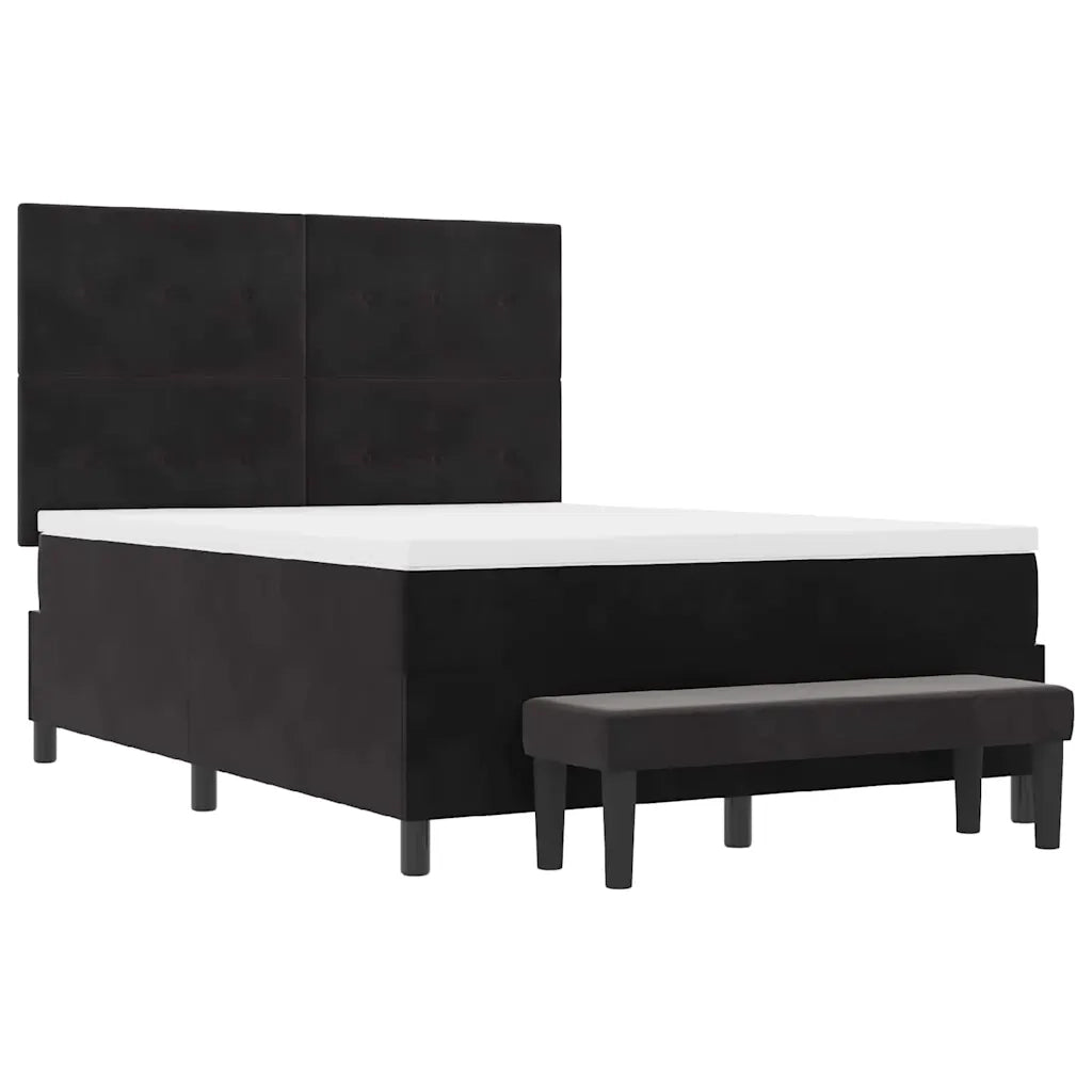 Letto a molle con materasso Nero 140 x 190 cm Velluto