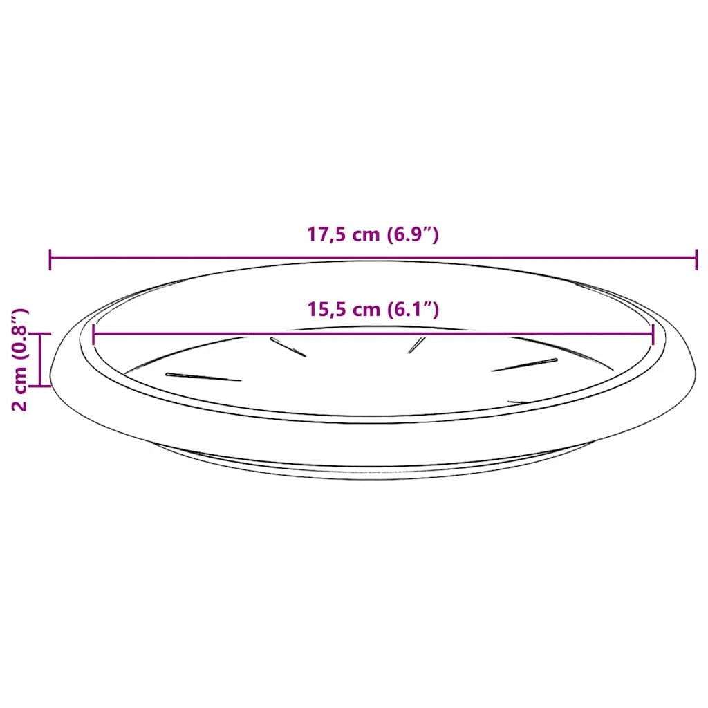 Set di 6 vassoi rotondi per fiori 17,5 x 17,5 x 2 cm resistenti facili da pulire design moderno plastica nera 02_0059342