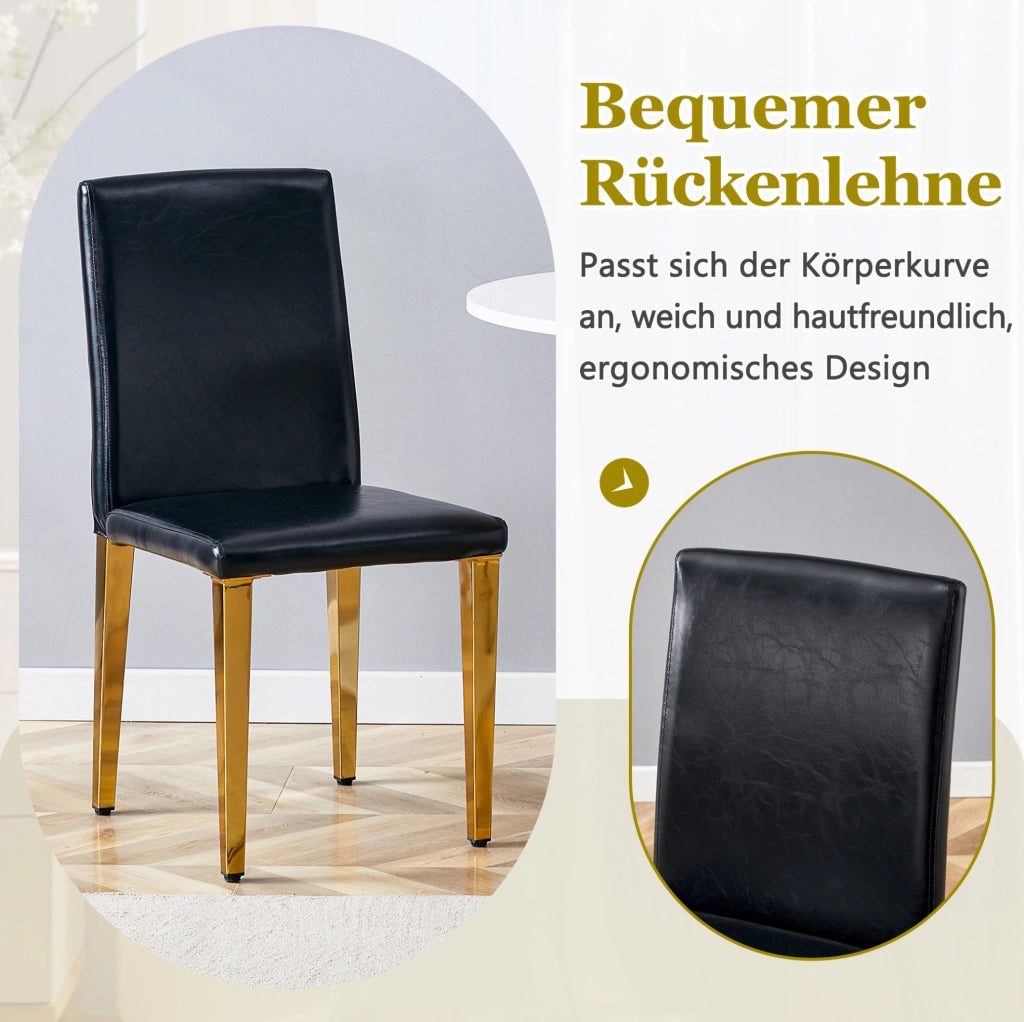 SEDIA Set da 2 pezzi 90 cm Nero/Oro in PU e metallo