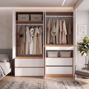 Armadio a 6 ante con 2 appendiabiti e 5 cassetti; bianco