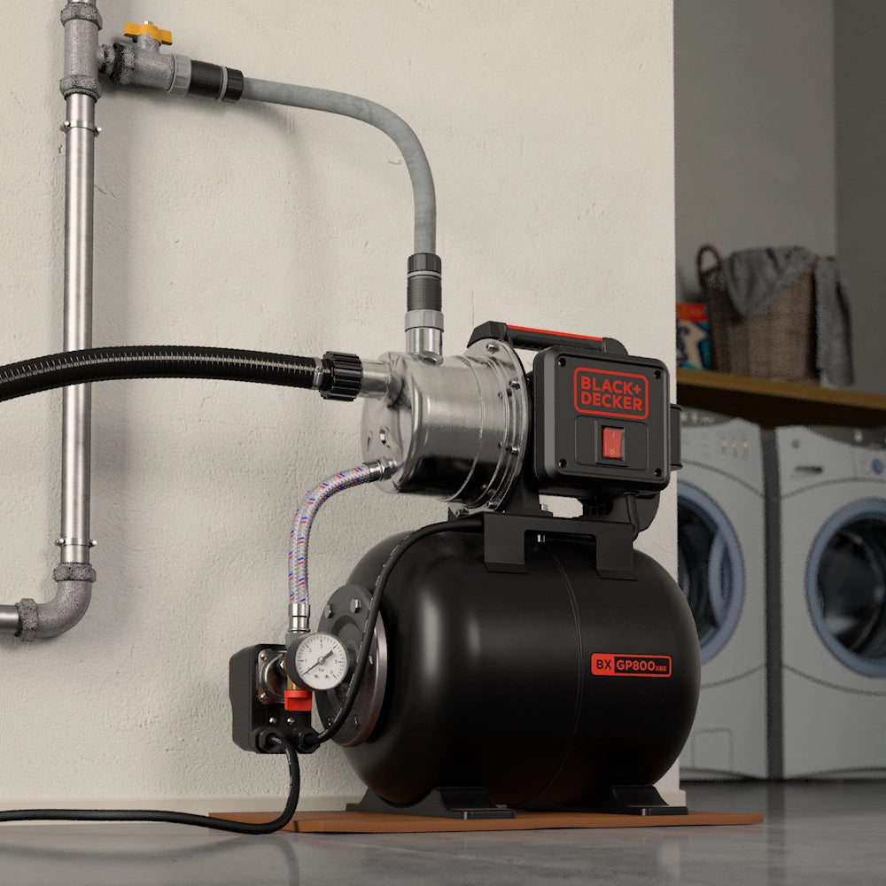 BLACK+DECKER BXGP800XBE Pompa Autoadescante con Serbatoio per Acque Chiare (800 W, Portata max. 3.500 l/h, Prevalenza max. 38 m)