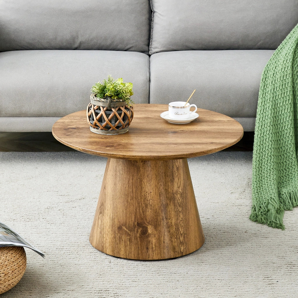 Tavolino rotondo effetto legno in MDF, diametro 60 cm e altezza 35 cm