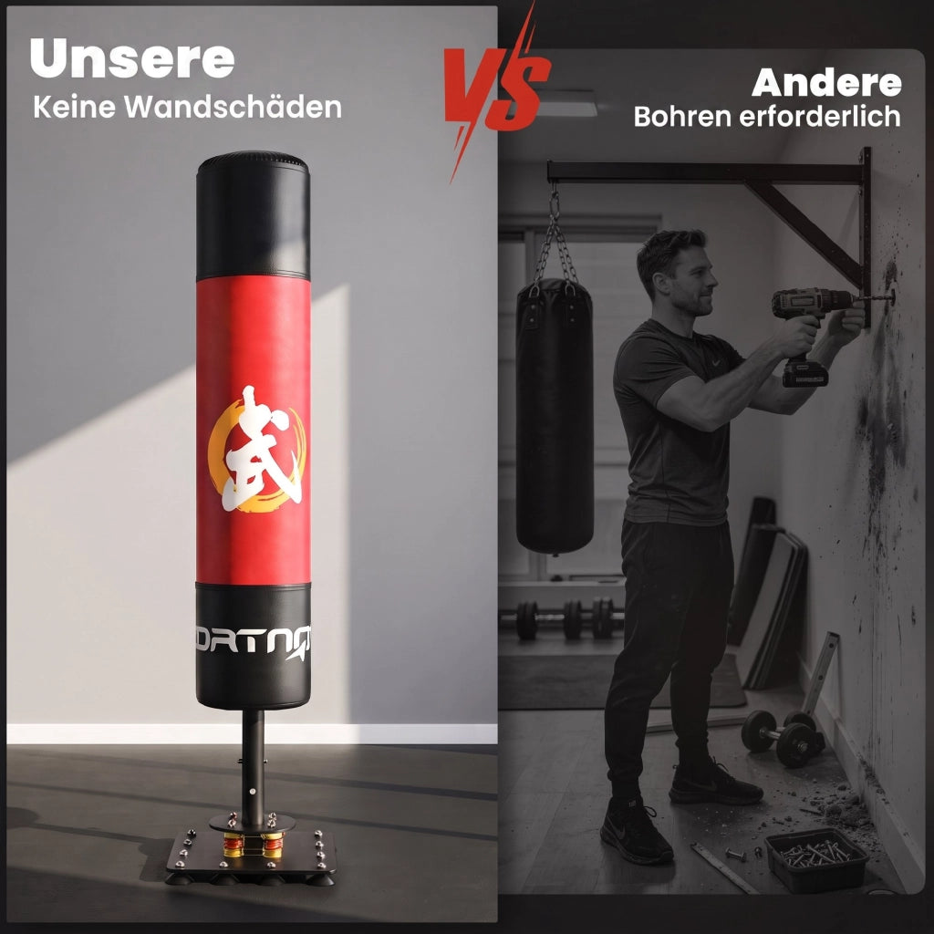Sacco da boxe da terra autoportante 156 cm con 12 ventose e sistema di assorbimento urti, robusto e pratico per casa