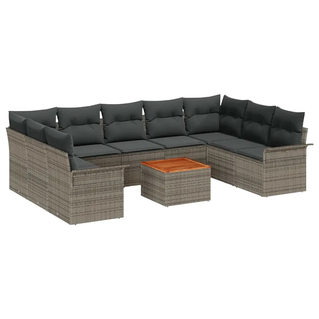 Set Divano da Giardino 10 pcs Grigio polyrattan 3356039