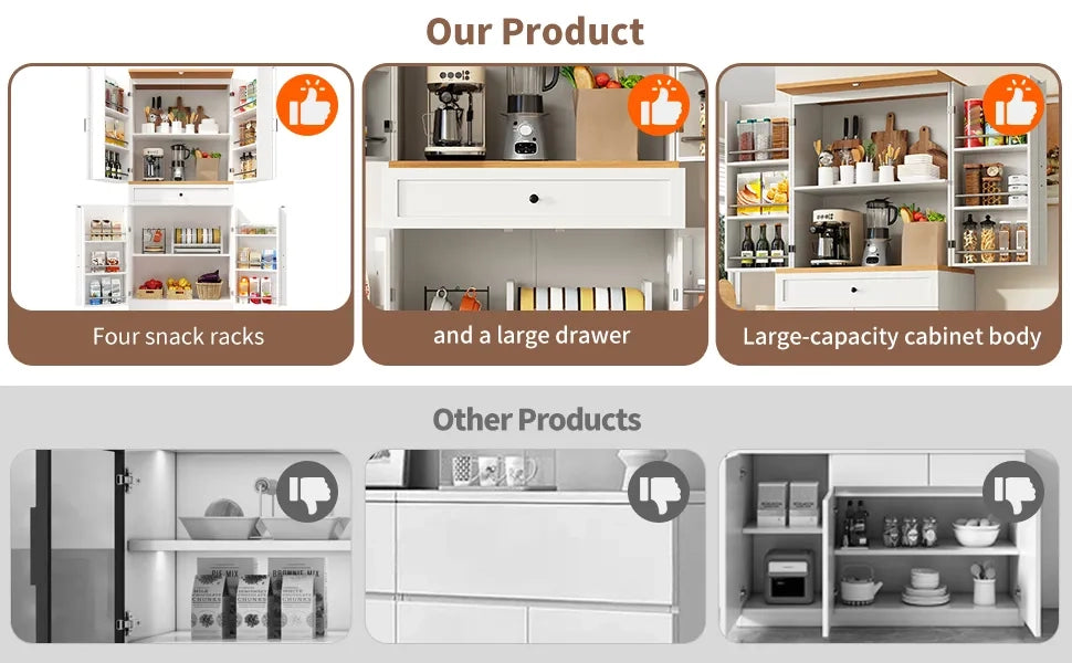 Mobile da cucina moderno 80x40x180 cm in MDF e truciolato, con 12 vani porta e cassetti. Credenza snack per soggiorno, cucina e sala da pranzo