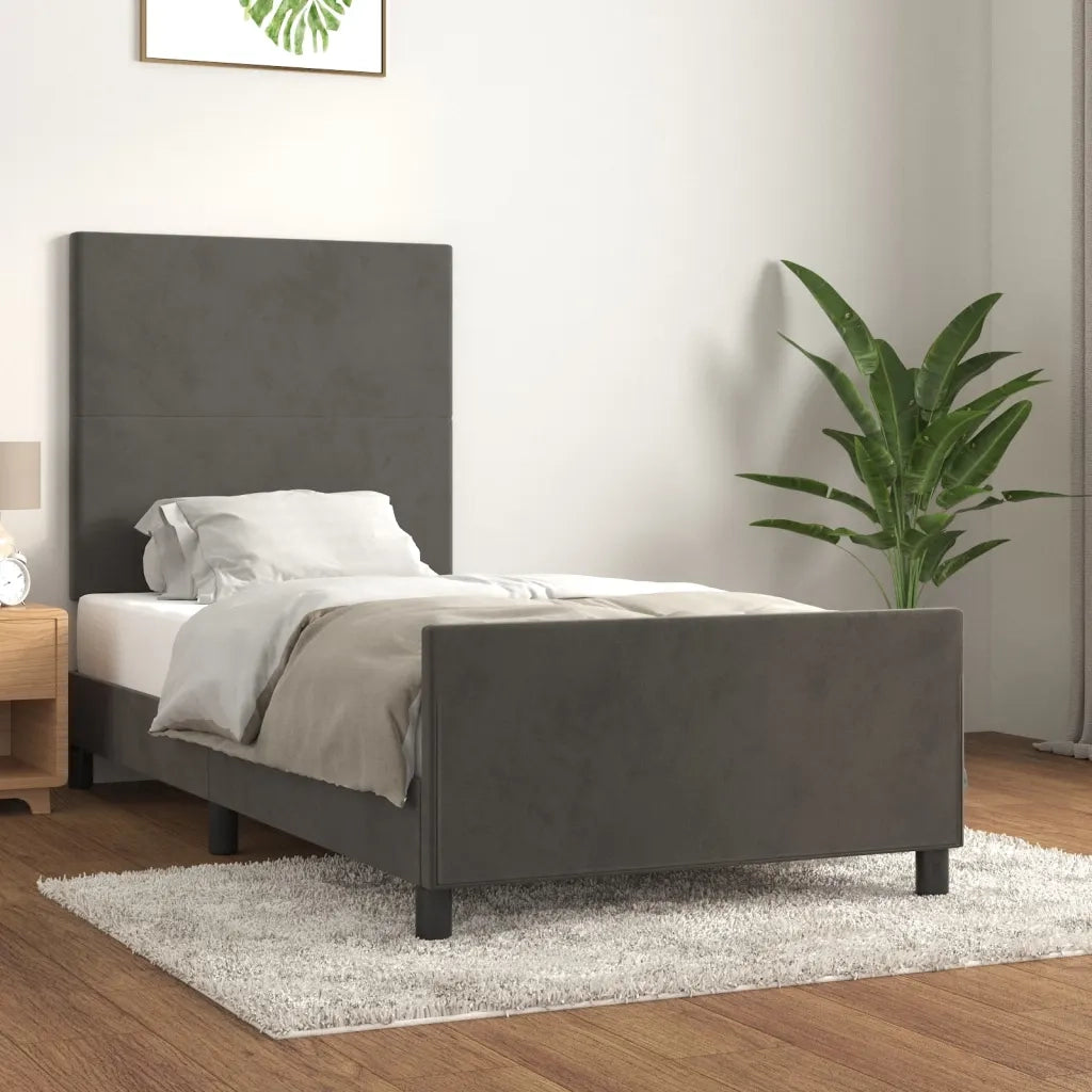Giroletto senza Materasso-Struttura Letto Grigio Scuro 90x190 cm Velluto 406577