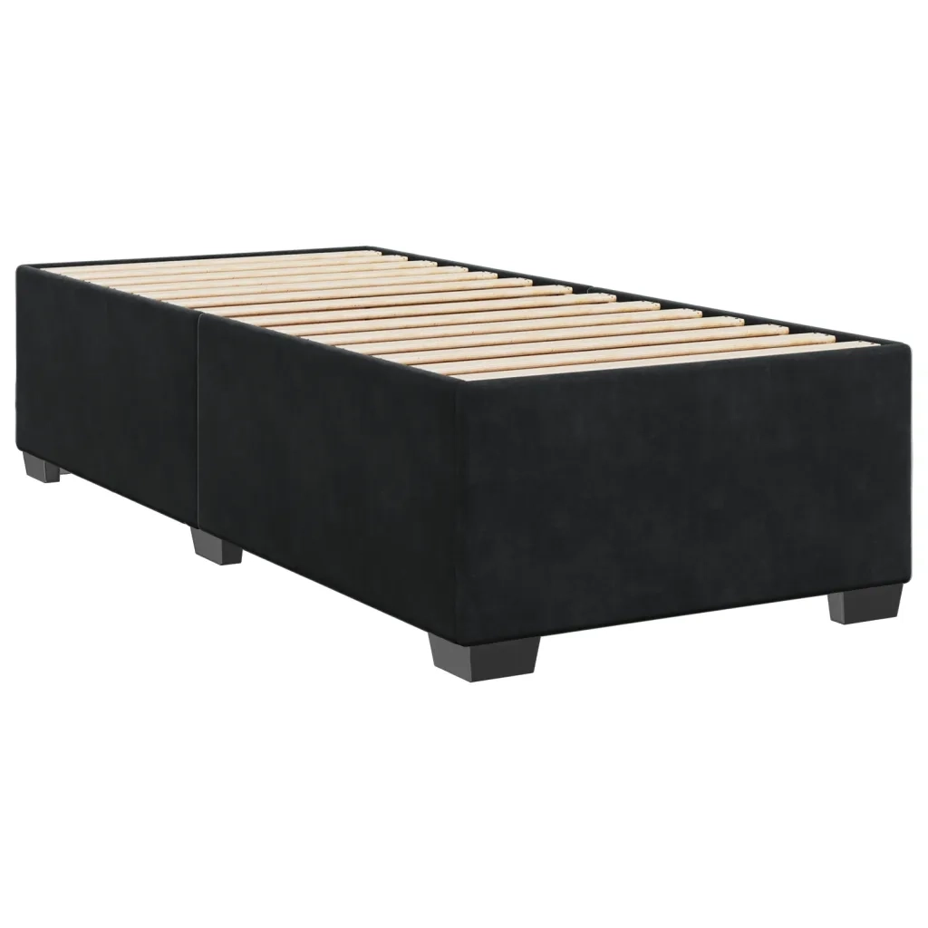 Giroletto a Molle con Materasso-Struttura Letto Nero 90x200 cm in Velluto 355258