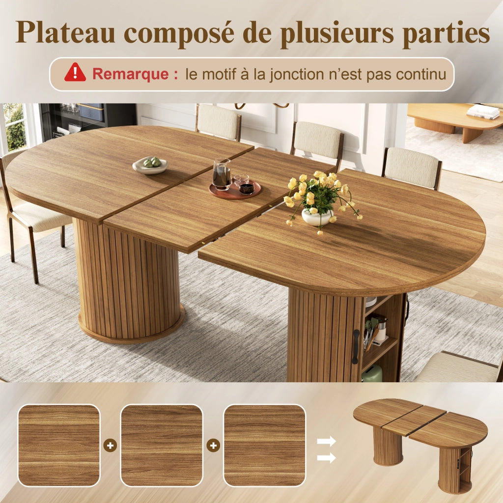 Tavolo allungabile con vano nascosto e struttura interna in metallo MDF marrone scuro 150-190 × 80 × 75 cm