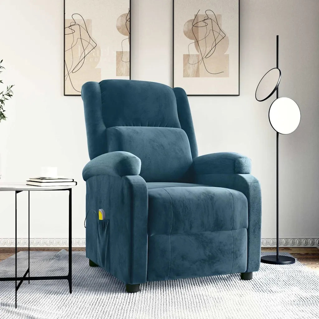Poltrona Massaggiante Blu in Velluto 342420