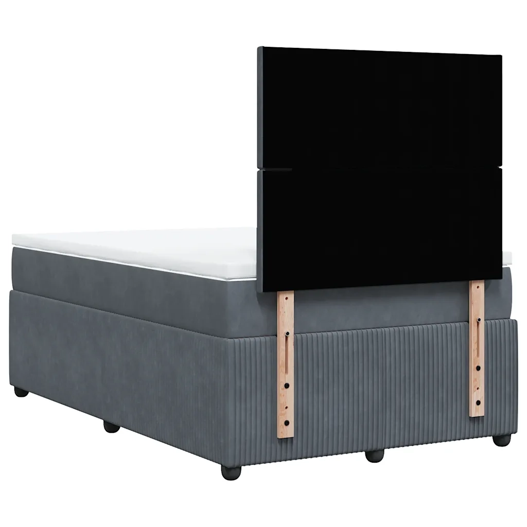 Giroletto a Molle con Materasso Grigio Scuro 120x200 cm Velluto