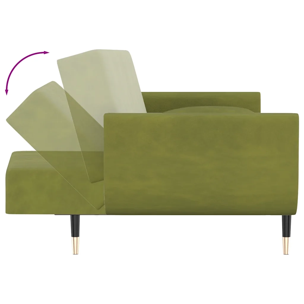 Divano letto | Sof¨¤ letto | Letto singolo a 2 Posti con 2 Cuscini Verde Chiaro in Velluto