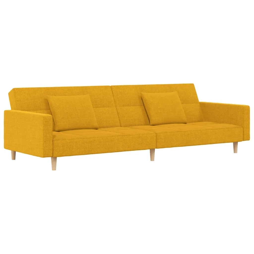 Divano letto | Sof¨¤ letto | Letto singolo a 2 Posti con 2 Cuscini Giallo in Tessuto