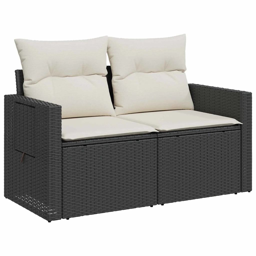 Set di divani 7 pz Nero e Bianco Crema 3448795