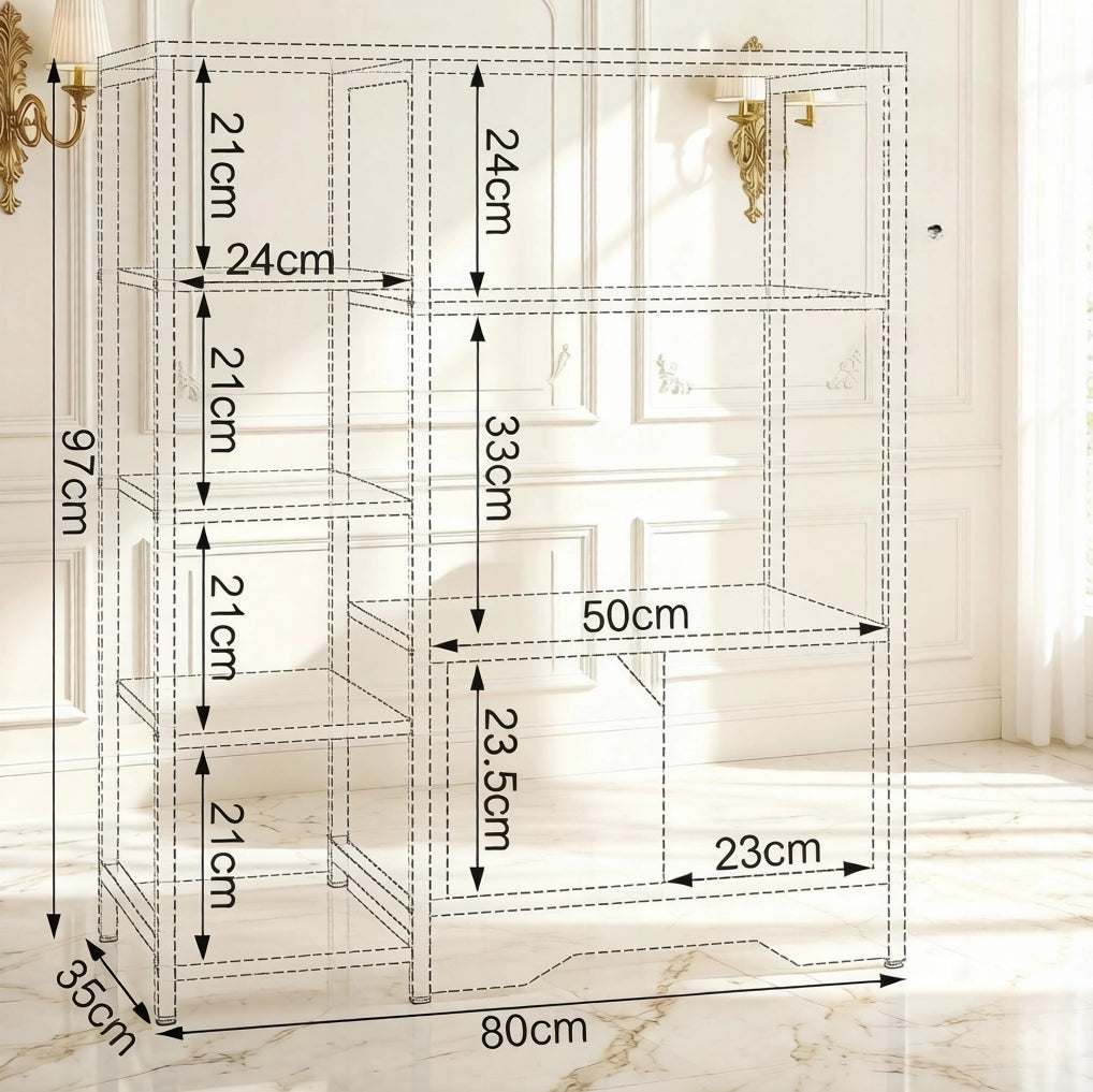 Libreria 80x35x97 cm rovere chiaro in MDF E1, 4 ripiani e cassetto
