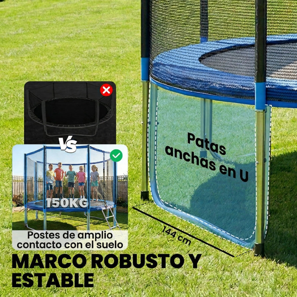 Trampolino Esterno per Bambini con Rete di Sicurezza ¨C Minimal ¨C ?366 cm Blu