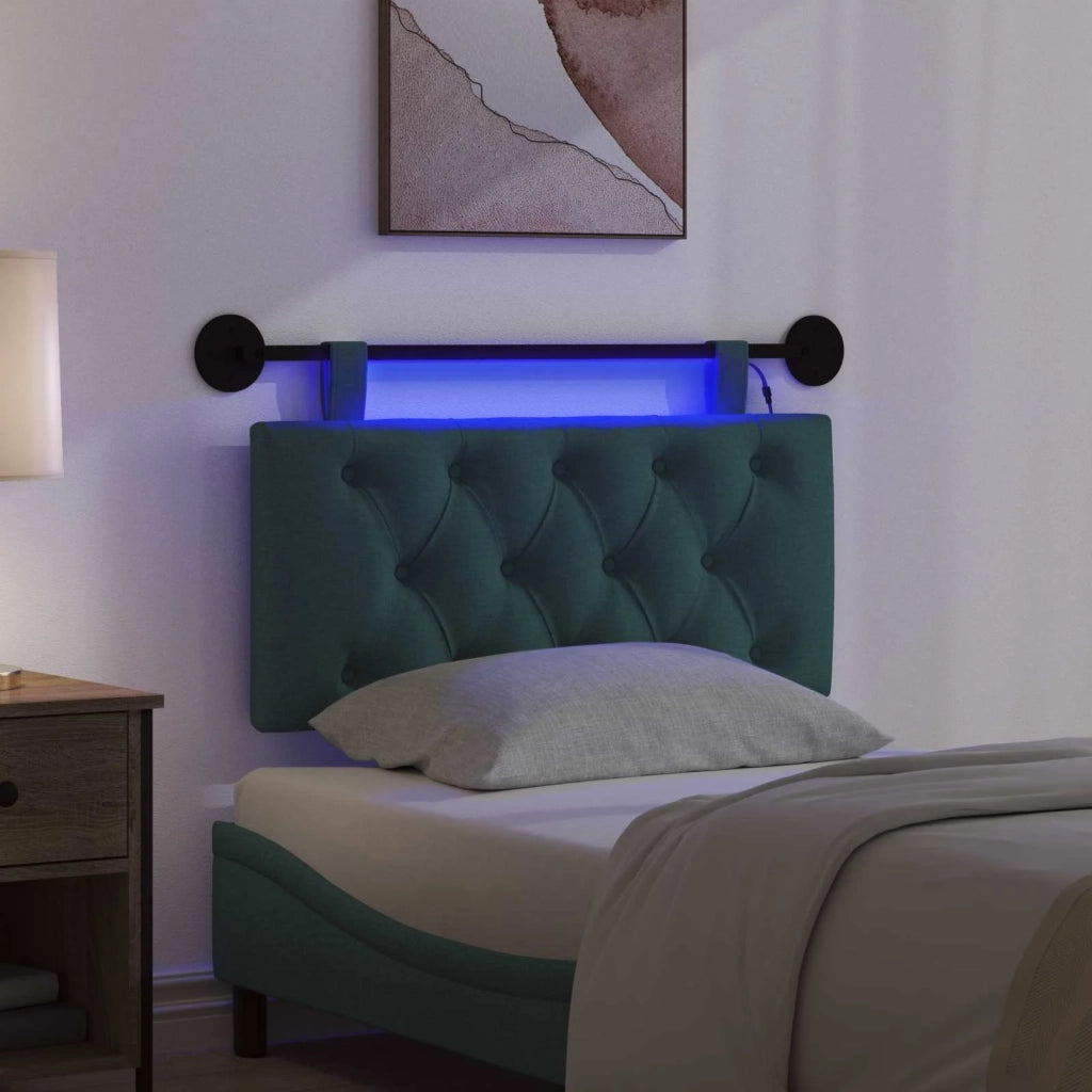 Testiera | Testata sospesa Con luce LED Verde Scuro Tessuto