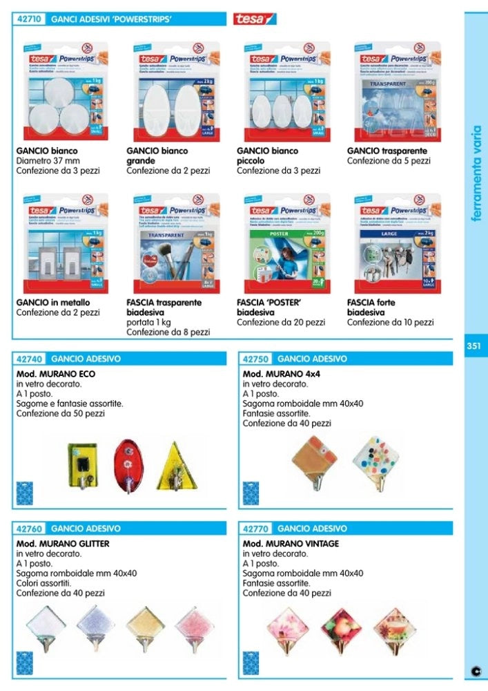 15pz tesa powerstrips 10 strisce biadesive cod:ferx.90801