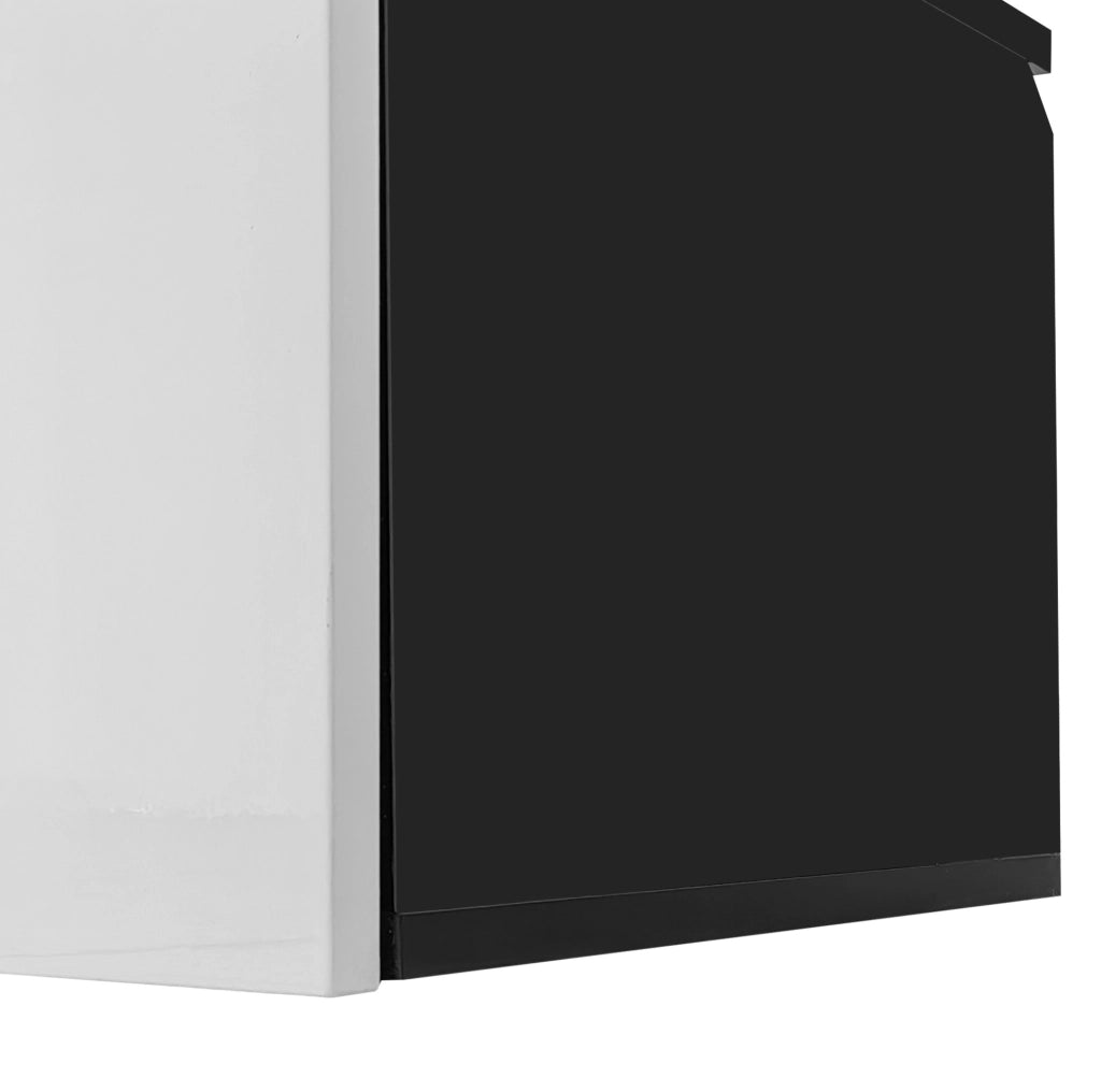 Mobile TV 180x35x30 cm con LED a 16 colori e 3 ante in MDF e truciolare nero e bianco