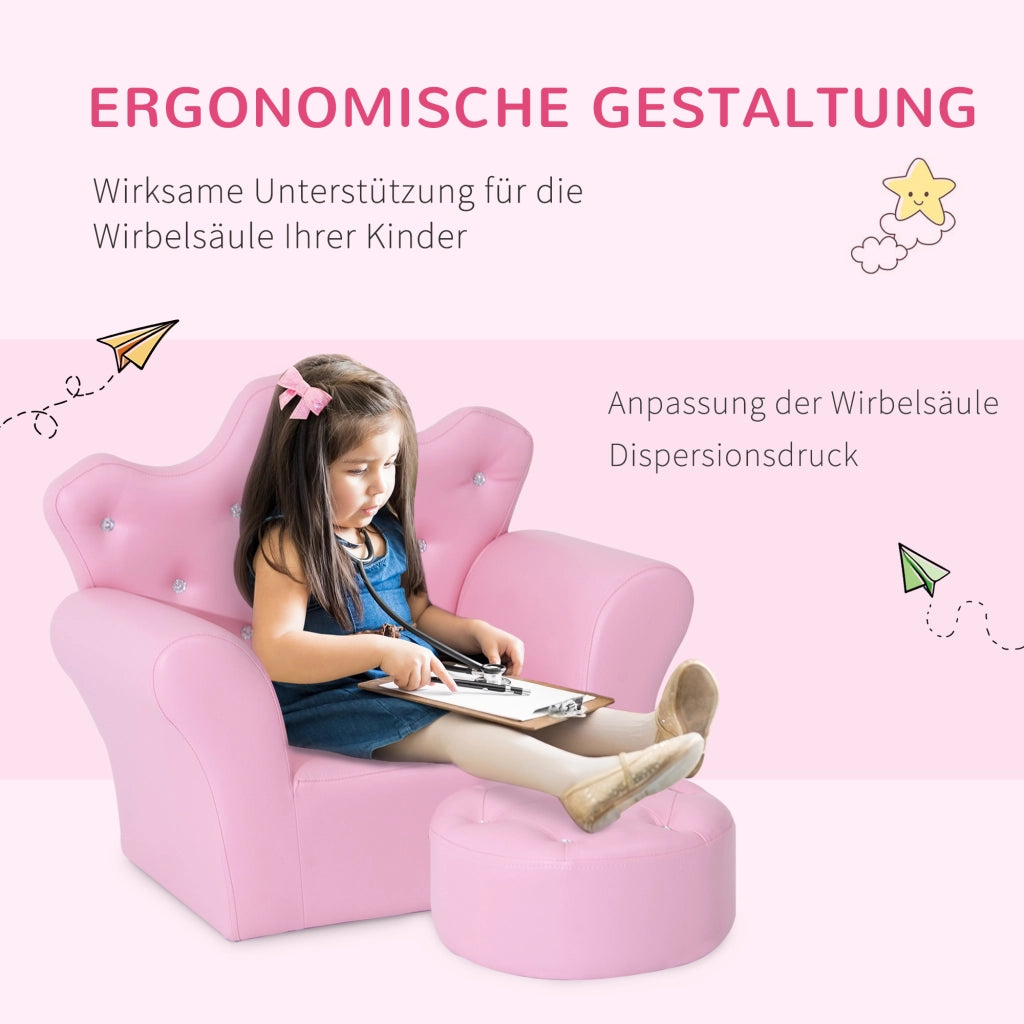 Divano per bambini con pouf ¨C zephmum ¨C rosa