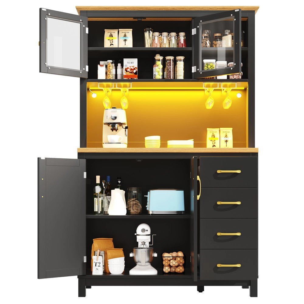 Credenza Buffet con LED ¨C Xylo ¨C Verde/Nero/Bianco, 4 Ante, 105x40x180cm