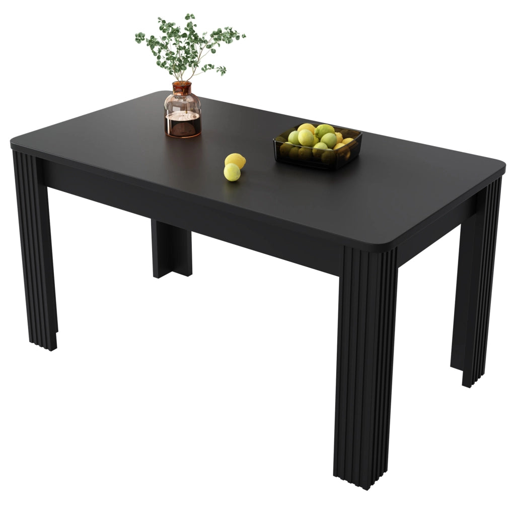 Tavolo da pranzo 116x65x75 cm in truciolato nero moderno, 4 gambe