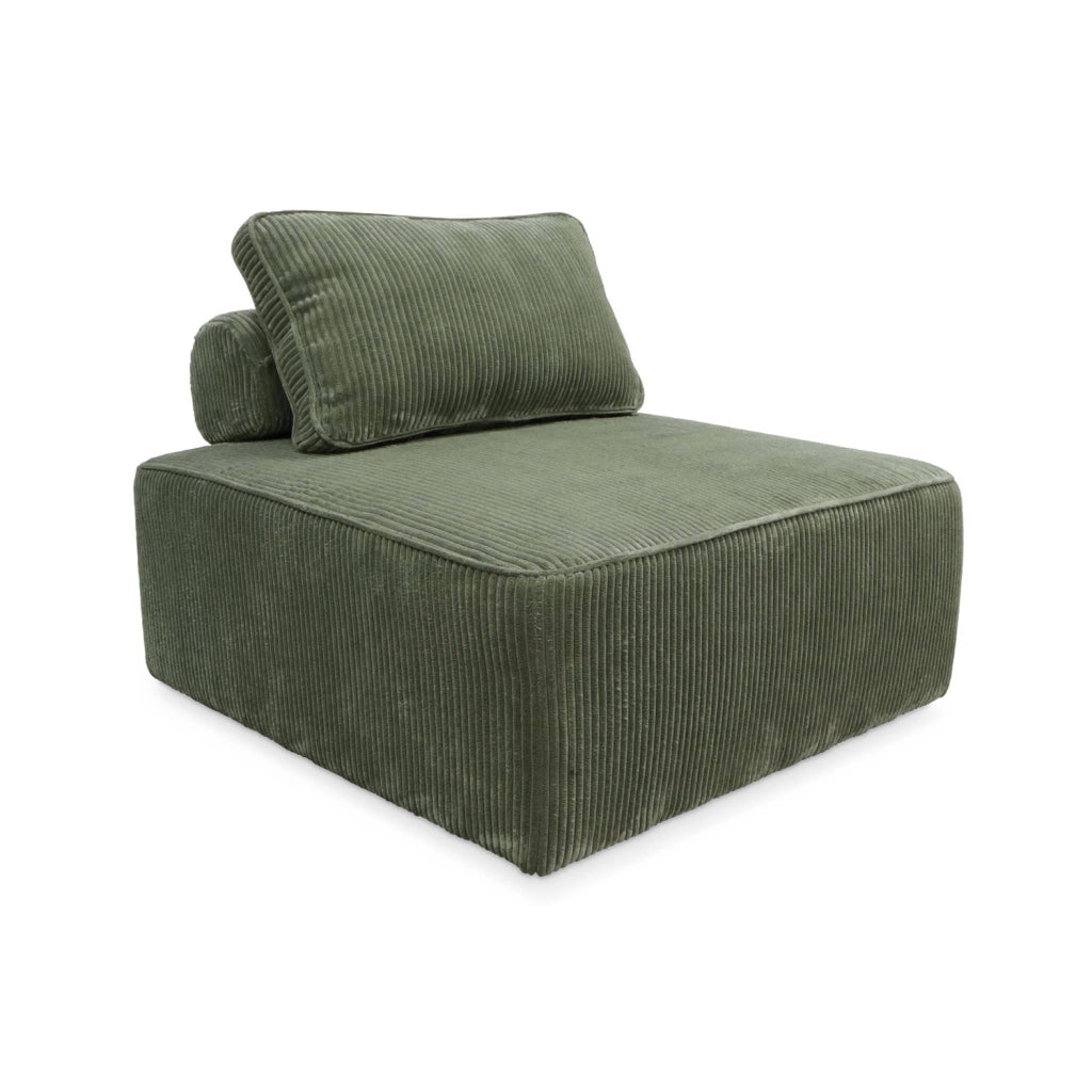 Modulo per divano modulare in velluto a coste, 1 posto, verde