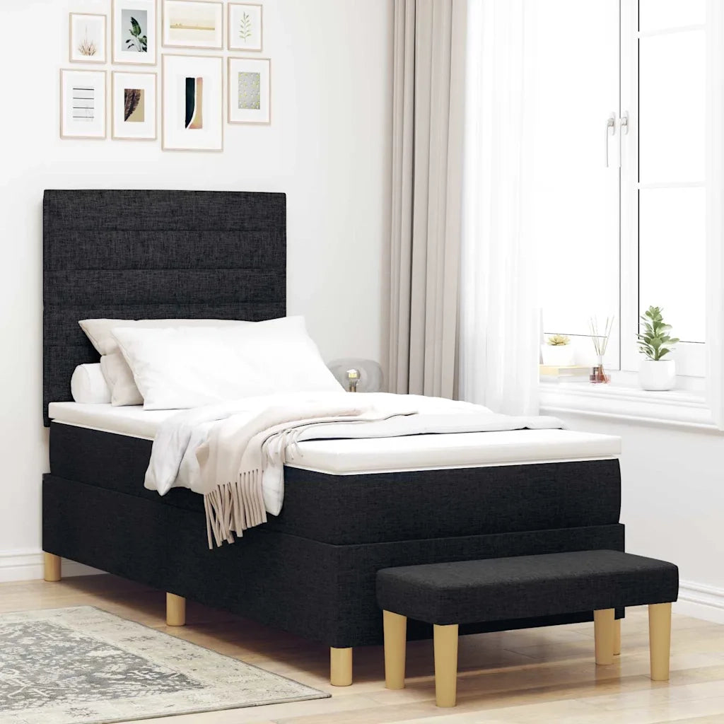 Letto a molle con materasso Nero 100 x 200 cm Tessuto