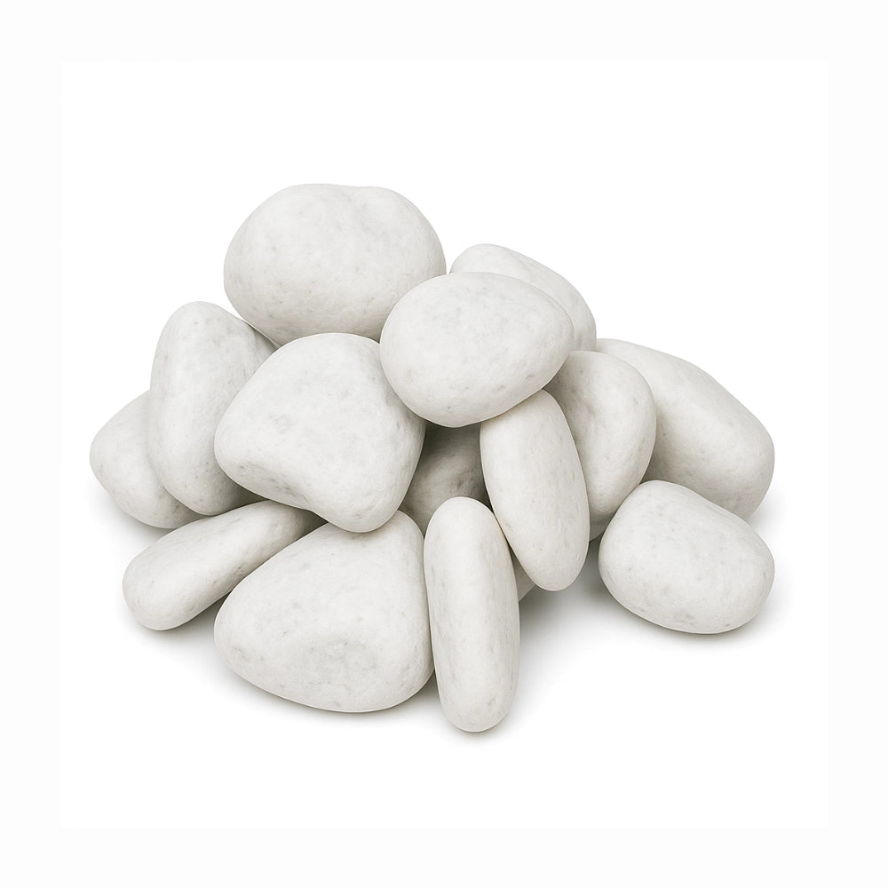 Ciottoli bianco carrara eleganza per esterni *** misura 25/40, formato 5 kg, confezione 1