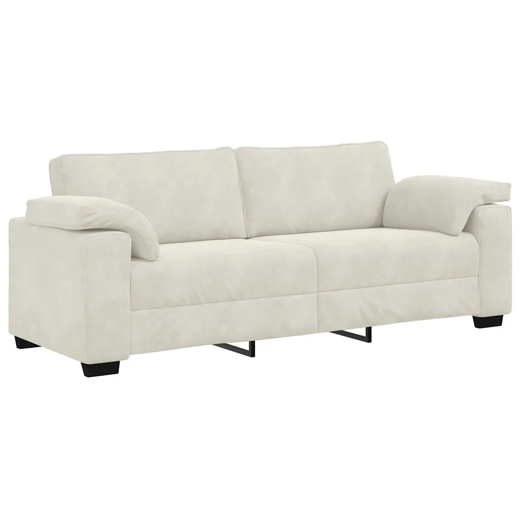 Divano a 3 Posti-Sofa 3 Posti Crema 178 cm in Velluto