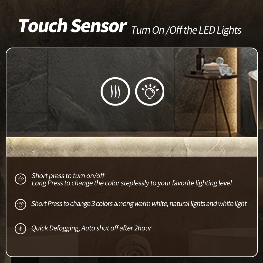 SPECCHIO BAGNO LED ROTONDO 80 cm Argento Vetro e Metallo