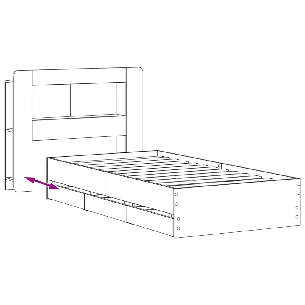 Struttura del letto con stoccaggio e testata Rovere Sonoma 3433995