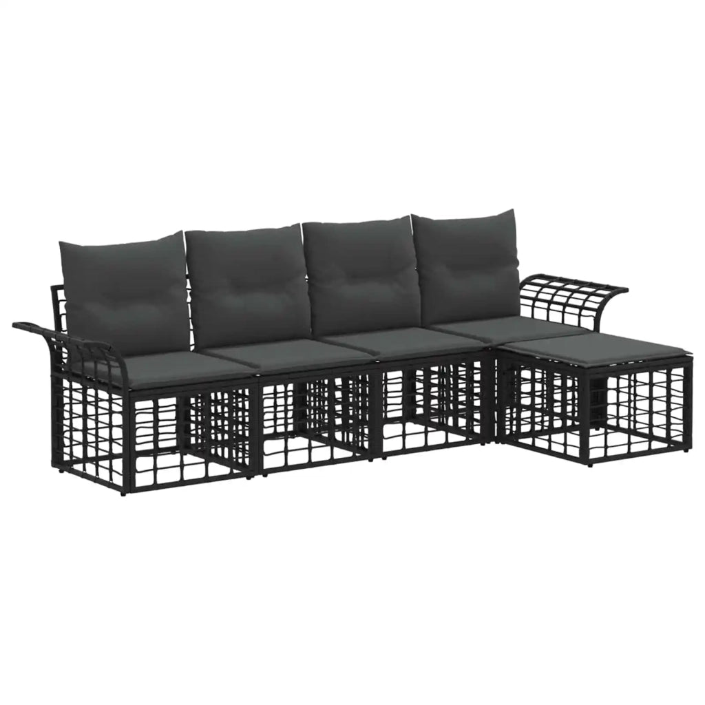 Set di divani da esterno 5 pz Nero e Grigio scuro Poliestere 3437679