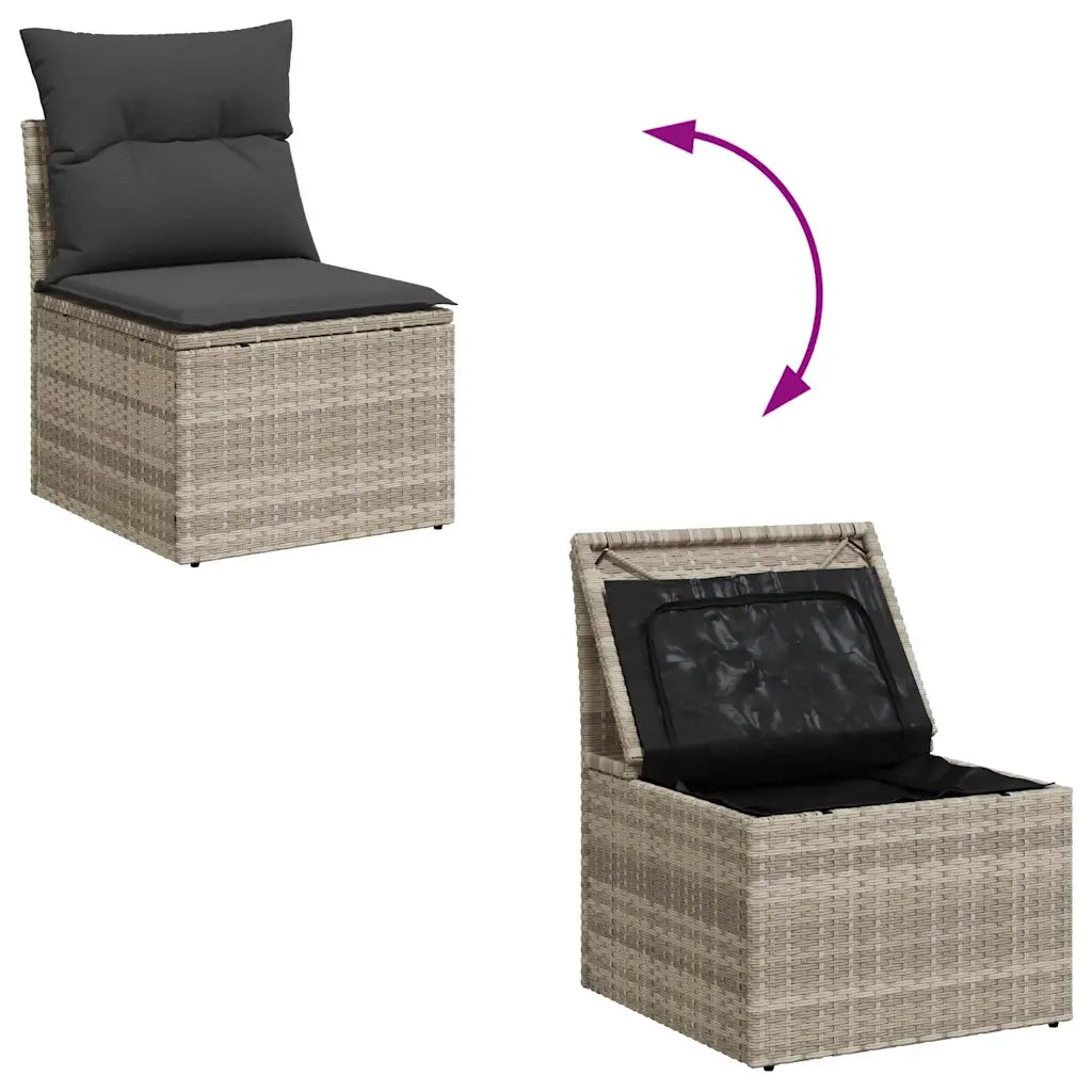 Set Divani da Giardino 7pz con Cuscini Grigio Chiaro Polyrattan 3327822