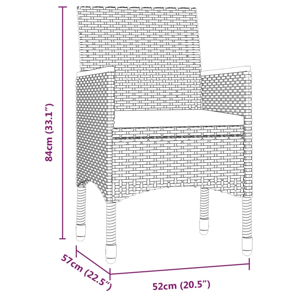 Set da Pranzo da Giardino 9 pz con Cuscini Nero 3099346