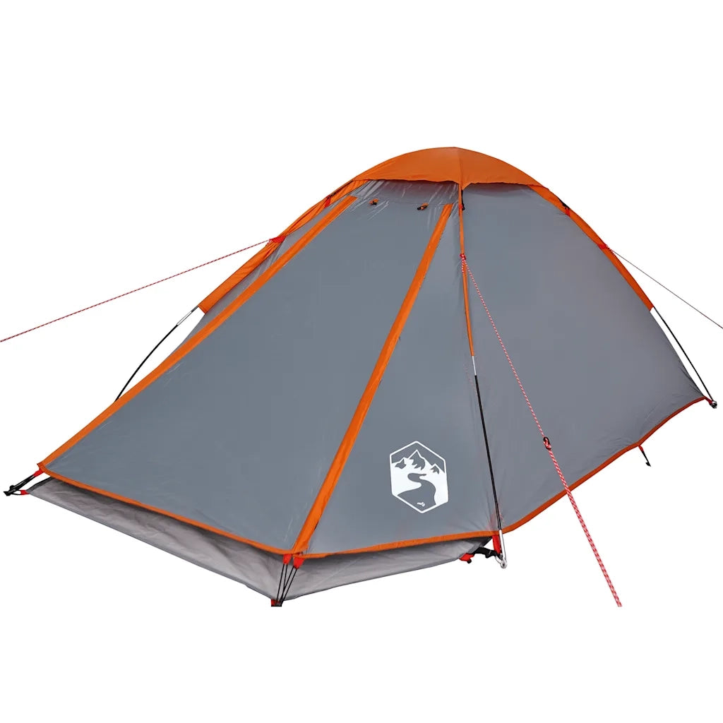 Tenda da Campeggio a Cupola 2 Persone-Tenda per Escursionismo Grigio e Arancione 938690