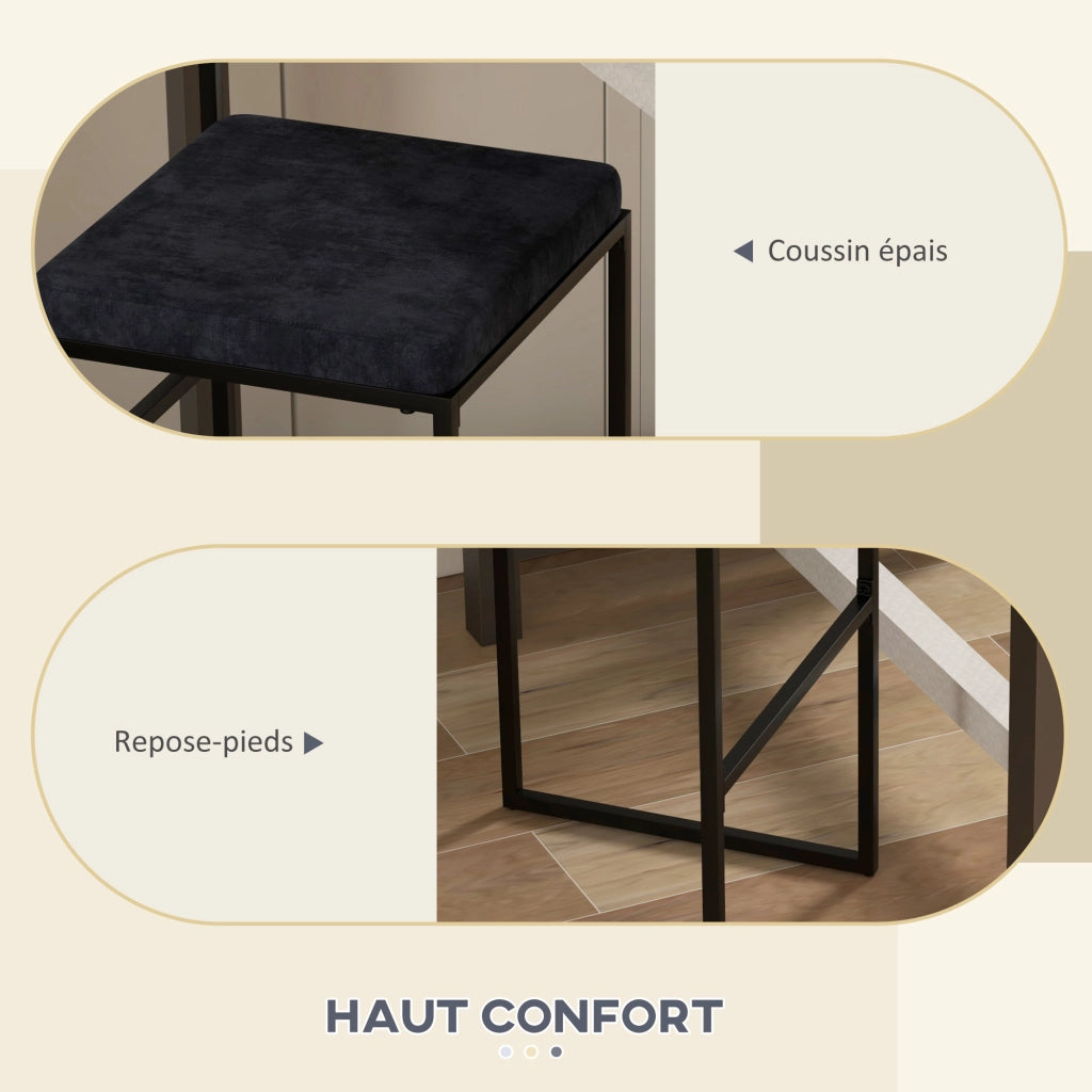 Sgabello da bar ¨C zephmum ¨C nero velluto 74 cm