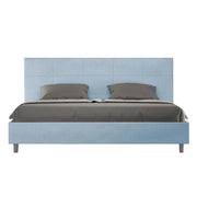 Letto Matrimoniale King Size 190x210 cm con Rete Imbottito in Microfibra Mika Azzurro