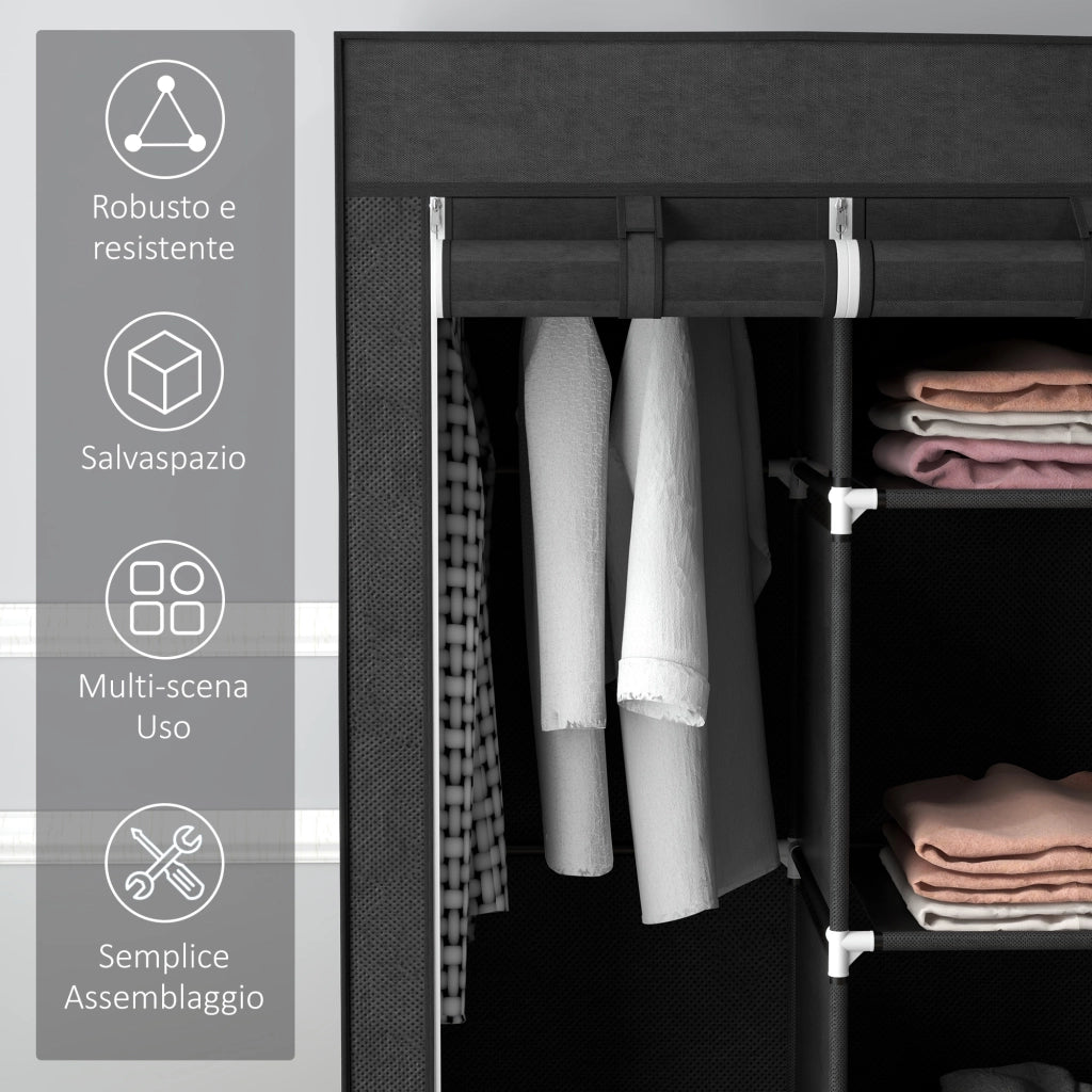 Armadio Guardaroba Pieghevole Salvaspazio ¨C Minimal ¨C 125x43x162.5cm Nero