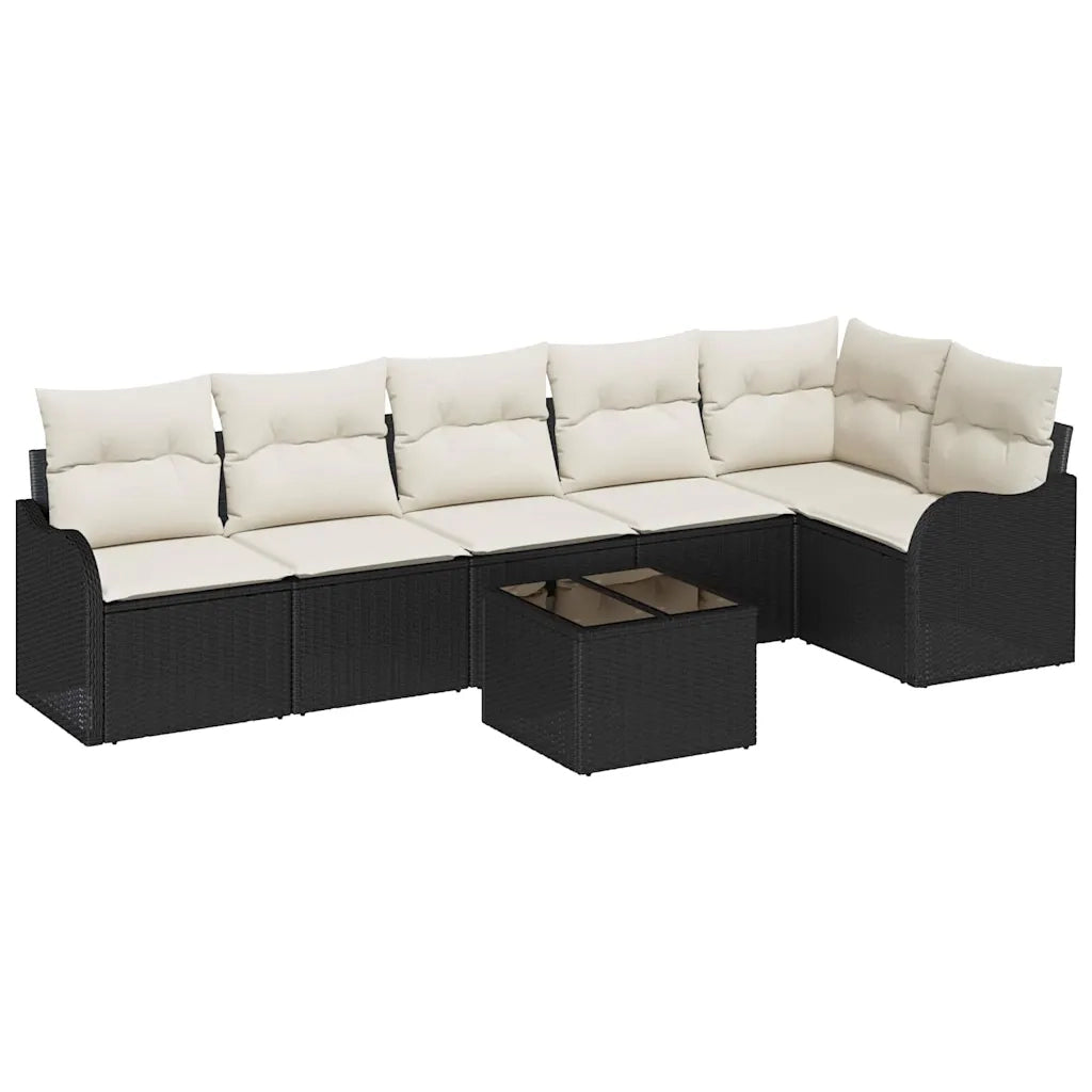 Set Divano da Giardino con cuscino 7 pcs Marrone Poly Rattan