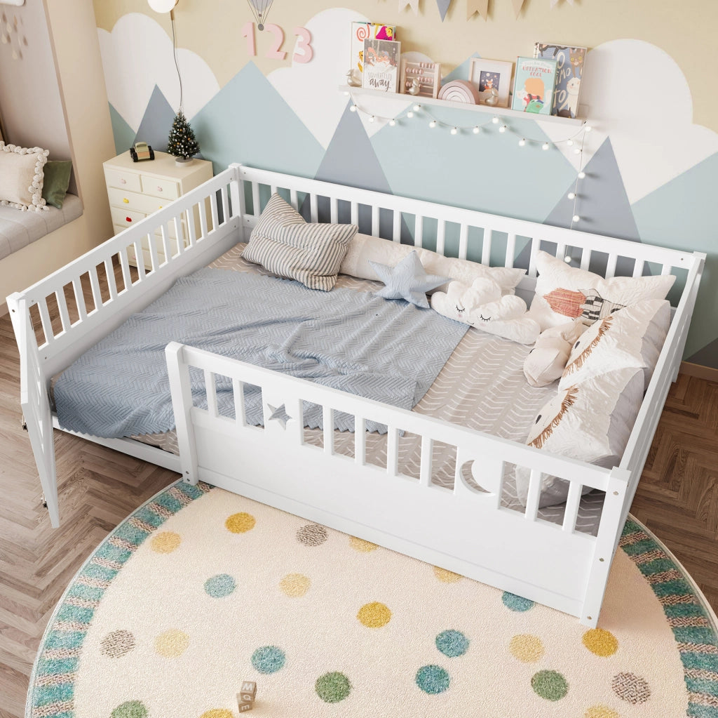 Letto per bambini con sponde, 140 x 190 cm, bianco