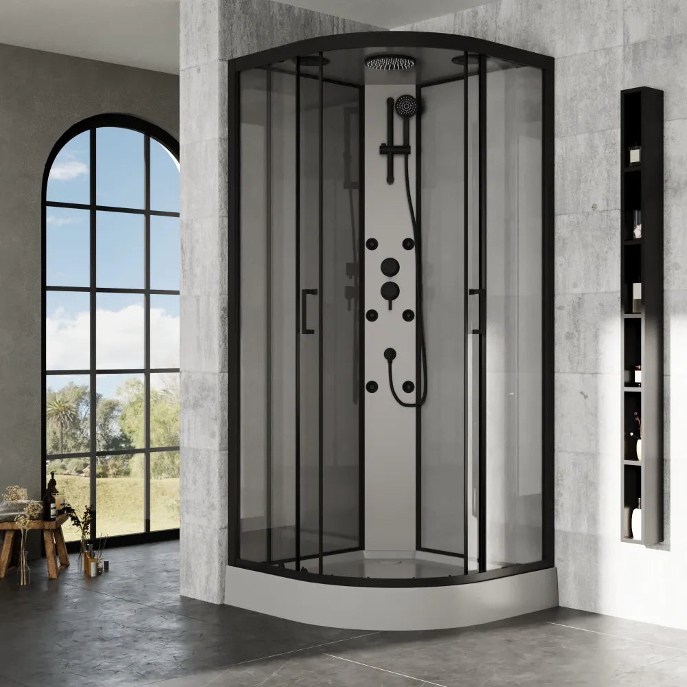Cabina doccia idromassaggio semicircolare 90x90cm multifunzione h215cm | Sark