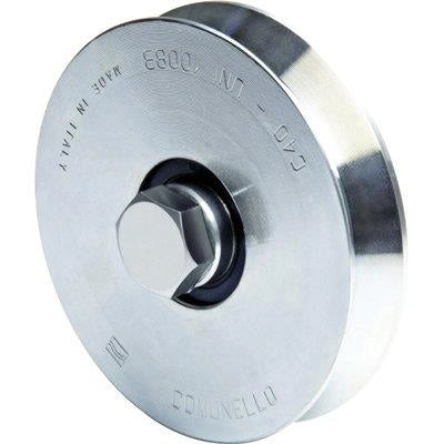 RUOTA CANCELLO A FISSARE GOLA V 300 COMUNELLO - ZINCATA + CUSCINETTO MM 100- 2 pezzi